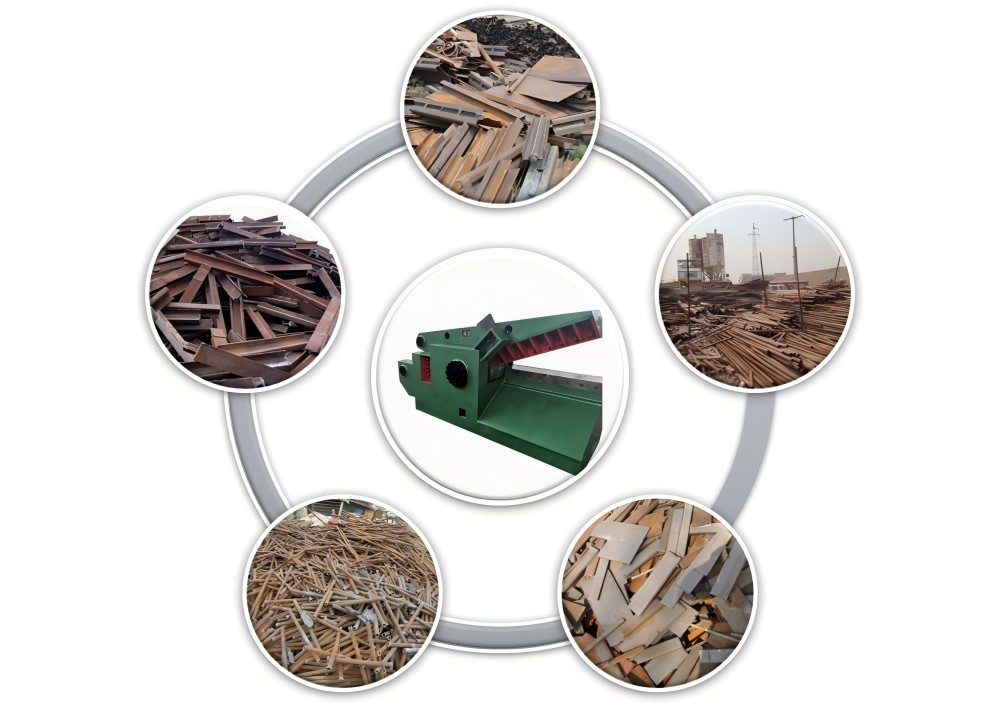 Different types of scrap metal shears displayed for industrial selection